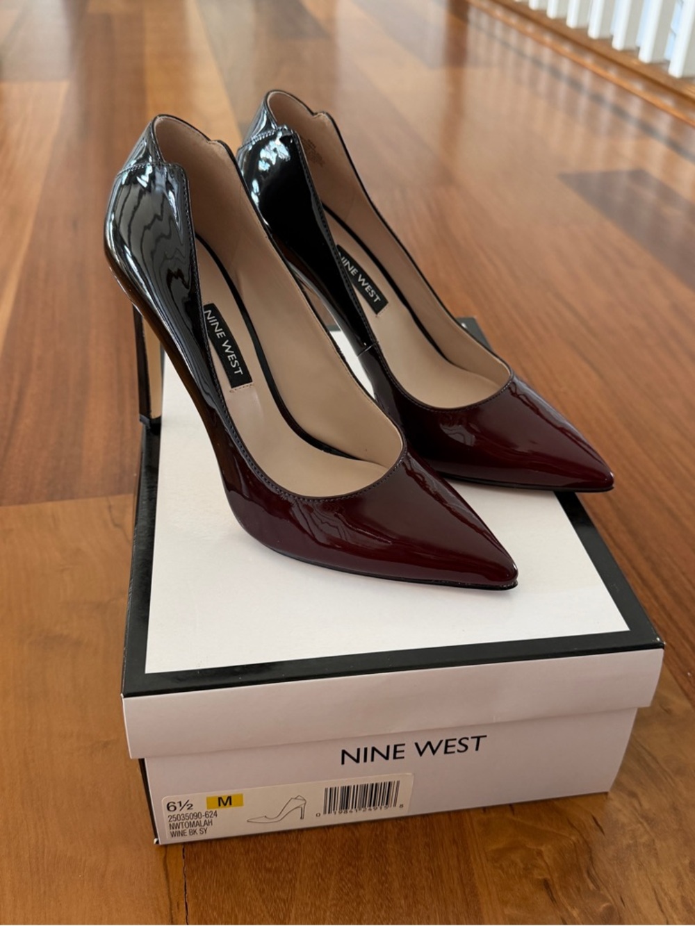 Nine West Tatiana pointed toe pumps, colored ombre red to black